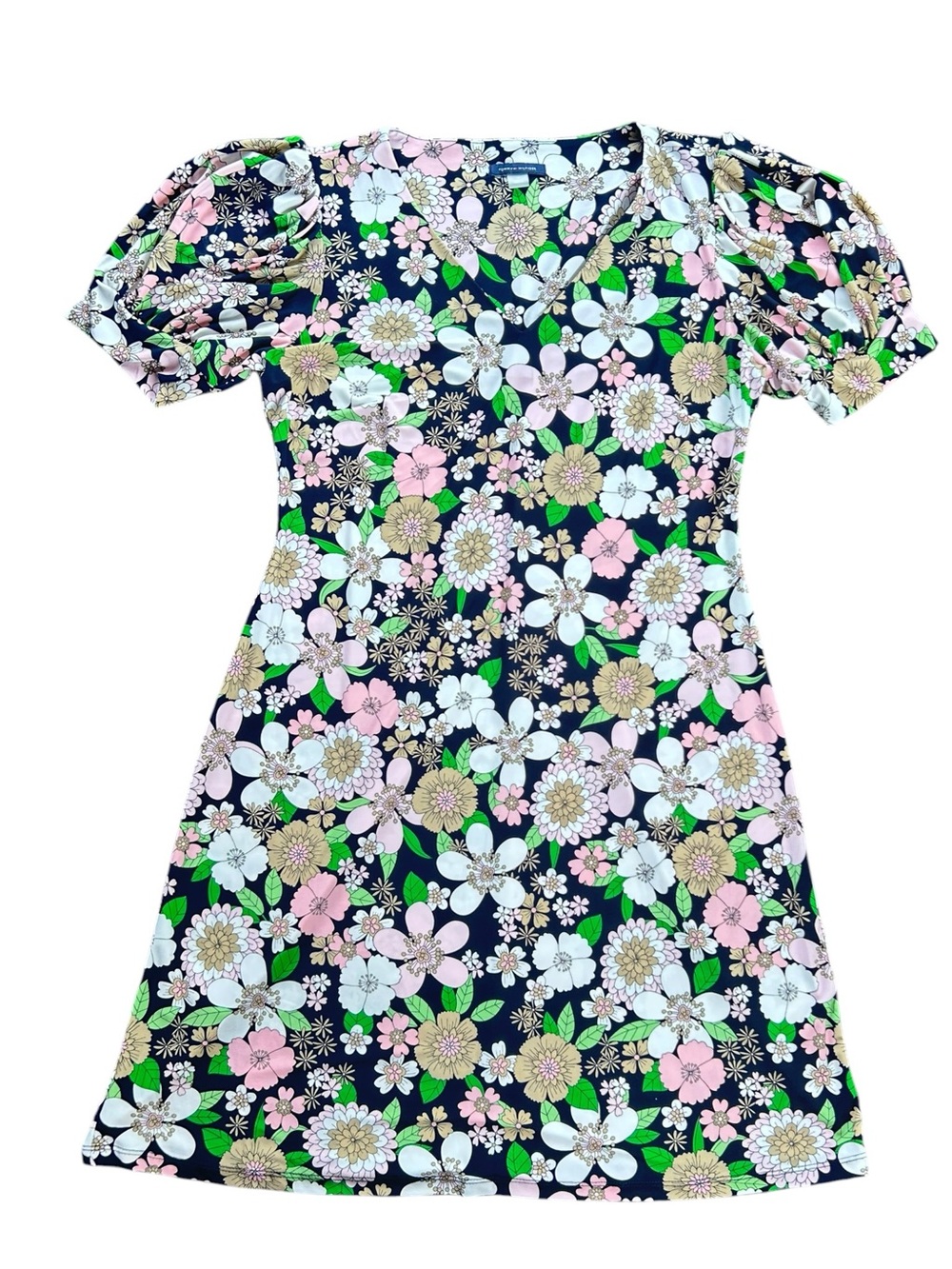 Tommy Hilfiger Women's 10 Puff Sleeve Beach Blossom Dress in English Rose Multi,